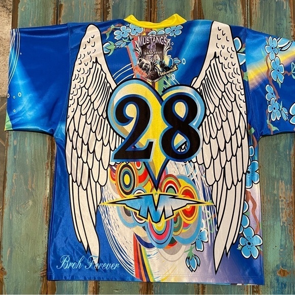 Ace Hockey Jersey Colorful Pinup Angel #28 Mustangs San Jose CA Med Unisex - Picture 2 of 7